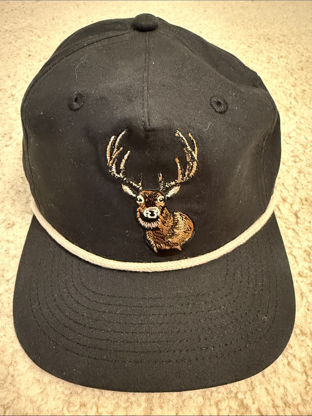Duck Camp Black Buck Embroidered Rope-Detail Cap